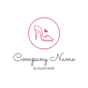 靴のロゴ Encircled Heart and Red High Heeled Shoe logo design