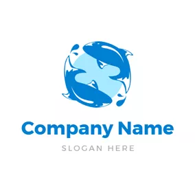 Zodiac Logo Exactly Same Blue Pisces Fish logo design