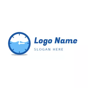 Clock Logo Fashion Blue Clock Icon logo design