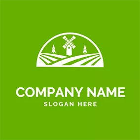 Harvest Logo Field Windmill Semicircle Harvest logo design