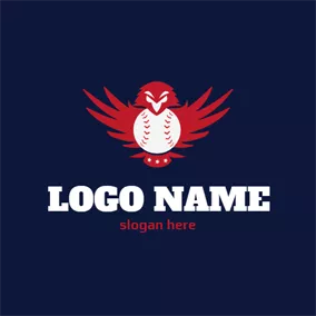 Club Logo Fiery Red Bird and White Ball logo design
