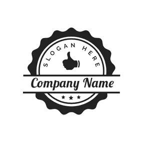 Logótipo De Carimbo Figured Black Circle Stamp With Thumps Up logo design