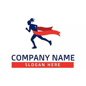 Marathon Logo Finish Line and Woman Marathon Runner logo design