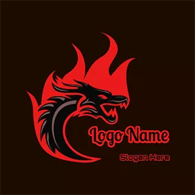 Esports Logo Fire and Dragon logo design