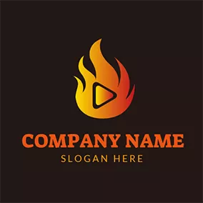 Play Button Logo Fire and Play Button logo design