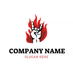 Rock Logo Fire and Rock Gesture logo design