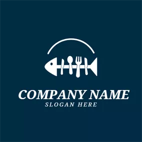 Food & Drink Logo Fishbone and Tableware logo design