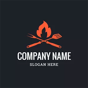 Restaurant Logo Flame Truner Fork Bbq logo design