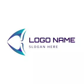 Emblem Logo Flat 3D Fish logo design