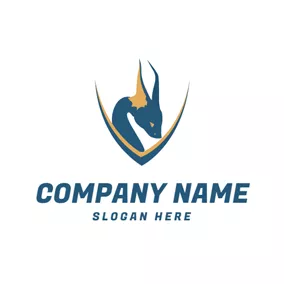 Dragon Logo Flat Badge and Dragon logo design