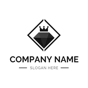 Fashion & Beauty Logo Flat Black Crown and Diamond logo design