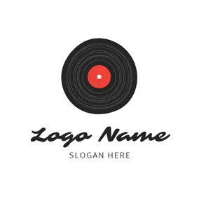 Logotipo Do álbum Flat Black Retro Vinyl logo design
