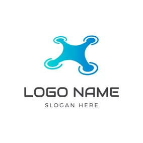 Flugzeuglogo Flat Blue Quadrocopter Icon logo design