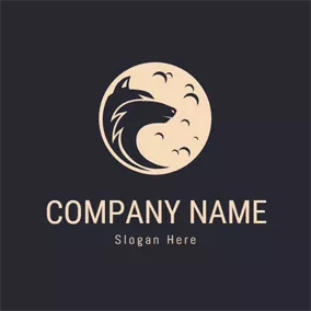 Wolf Logo Flat Circle and Abstract Wolf logo design
