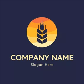 Wheat Logo Flat Circle and Wheat logo design