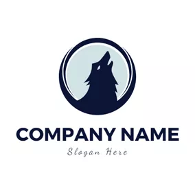 Wolf Logo Flat Circle and Wolf Head logo design