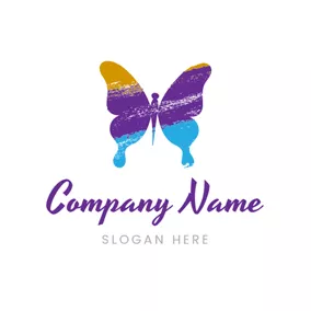 Emblem Logo Flat Colorful Butterfly logo design