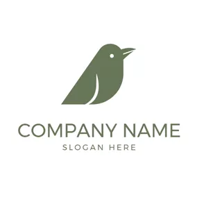Crow Logo Flat Green Raven Icon logo design