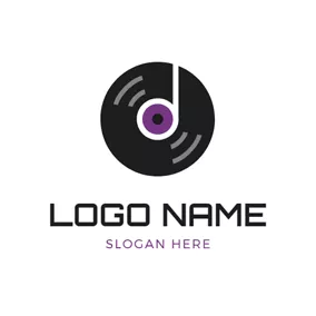 Logotipo Do álbum Flat Retro Vinyl logo design