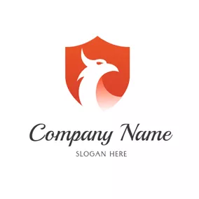 极简主义Logo Flat Shield and Phoenix Head logo design