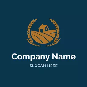 Wheat Logo Flat Wheat and House logo design