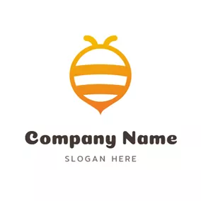 Bee Logo Flat Yellow Circle and Bee logo design