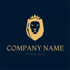 Leo Logo Flat Yellow Lion Head logo design