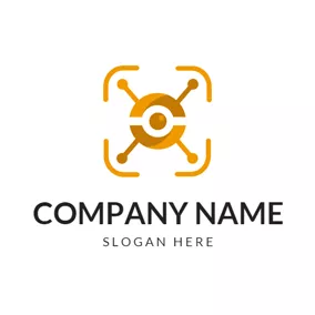 Flugzeuglogo Flat Yellow Quadrocopter logo design