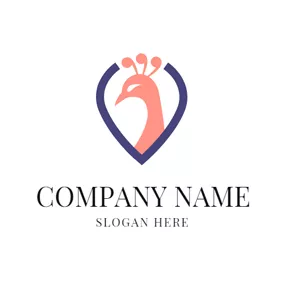 Peacock Logo Flesh Pink Peacock Head logo design