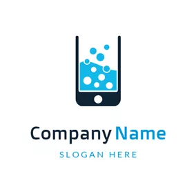 Science & Technology Logo Flow Bubble and Cell Phone logo design