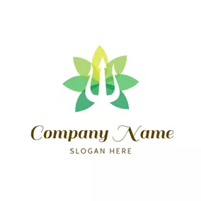 Dreizack Logo Flower and Trident Symbol logo design