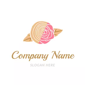 Wood Logo Flower and Wood Icon logo design