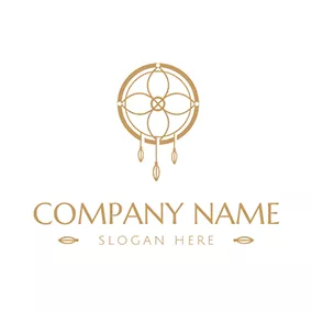 Dreamcatcher Logo Flower Shaped Brown Dreamcatcher logo design
