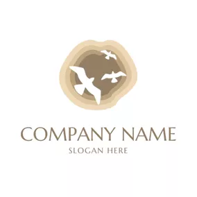 Seagull Logo Fly Bird and Island logo design