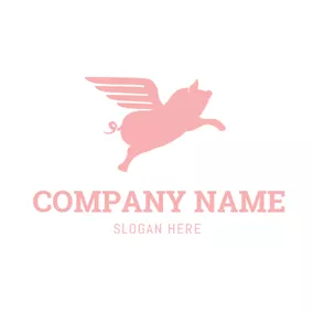 Pig Logo Flying Pink Pig Icon logo design