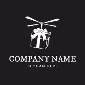 Logótipo Presente Flying Propeller and Gift logo design