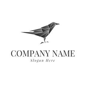 Crow Logo Fold Paper Raven Icon logo design