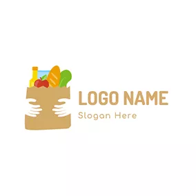 Food & Drink Logo Food Hands Taker Bag Grocery logo design