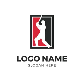 Emblem Logo Frame and Cricket Sportsman logo design