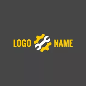 Service Logo Gear and Spanner Outline logo design