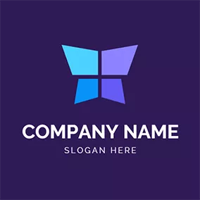 蝴蝶Logo Geometric Figure and Blue Butterfly logo design