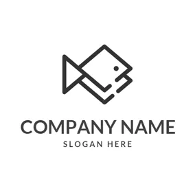 魚のロゴ Geometrical Black Fish logo design