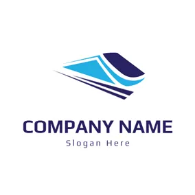 Train Logo Geometrical Blue Train logo design