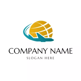 Airline Logo Globe and Fly Airplane logo design