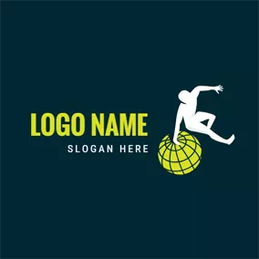 Parkour Logo Globe and Parkour Athlete logo design