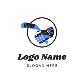 Hockey Logo Glove and Hockey Stick logo design