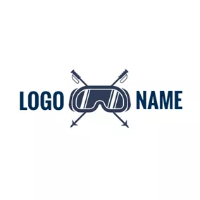 Ski Logo Goggle and Cross Alpenstock logo design
