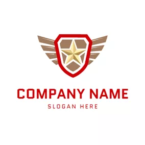 Military Logo Gold Wings and Encircled Star Emblem logo design