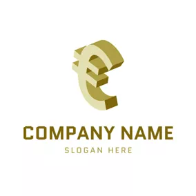 Finance & Insurance Logo Golden 3D Euro Symbol logo design