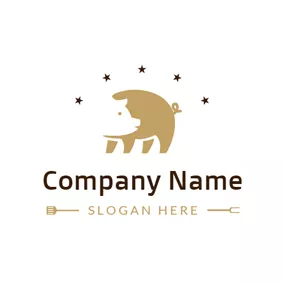Pig Logo Golden and White Pig logo design